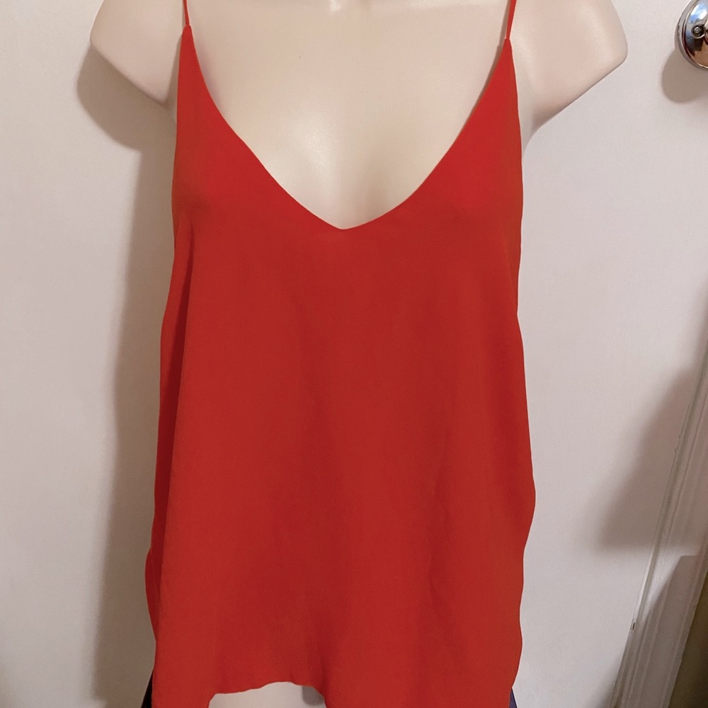 NWT Bebe open back orange red Tank Top Blouse S